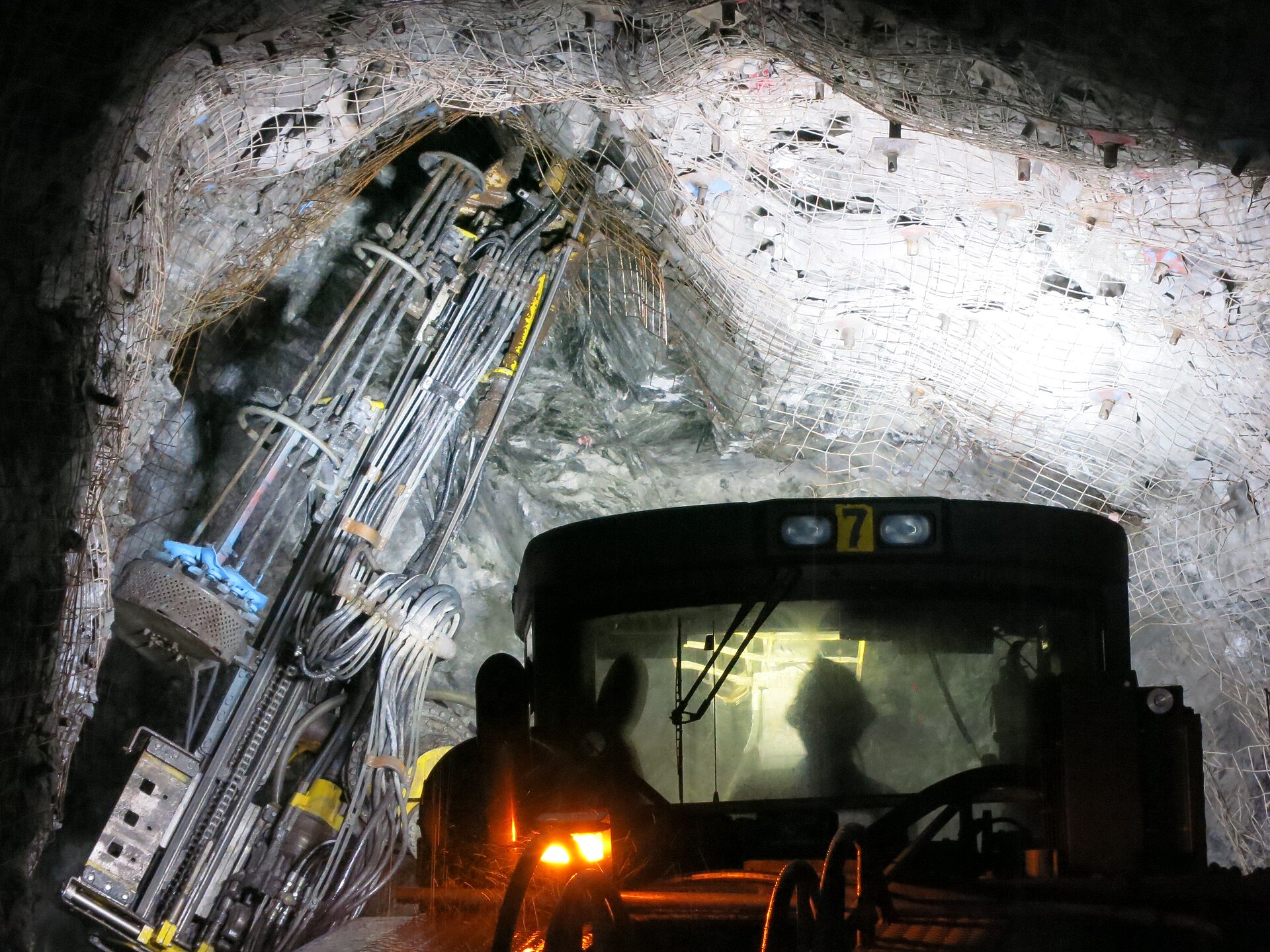 Mechanised Jumbo at an underground development face